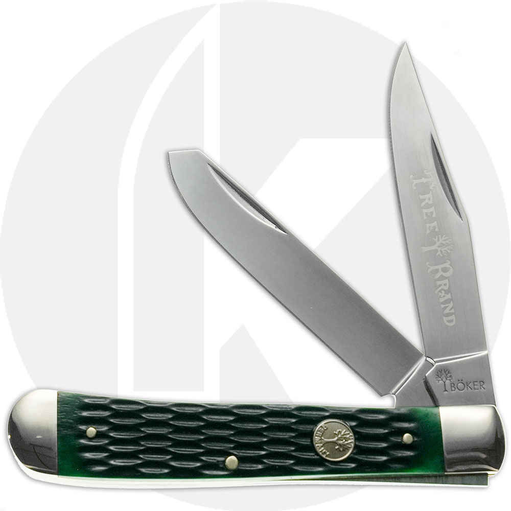 Boker Trapper Knife 110831 - D2 Steel Blades - Jigged Green Bone - German  Import