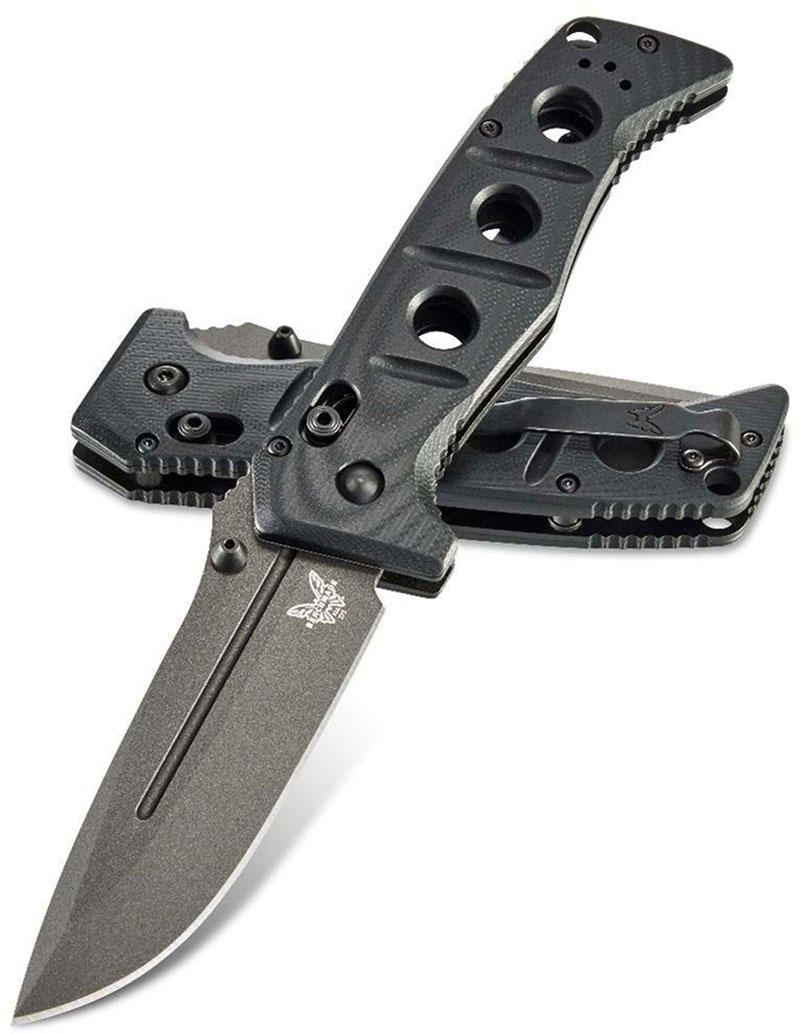 Benchmade Adamas 275GY-1 Knife - Shane Sibert - Tungsten Grey CruWear Drop  Point - Black G10 - AXIS Lock Folder - USA Made