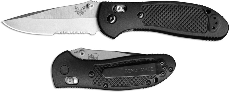 Benchmade Griptilian AXIS Lock serrated black handle and silver finish 551S-S30V 