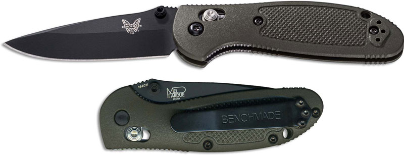 Benchmade Mini Griptilian 556SBK-S30V @ SRKT Black Partially Serrated CPM  S30V Drop Point Blade Black GFN Handle AXIS Manual Tactical