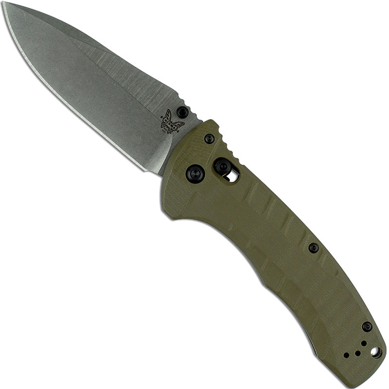 Benchmade 980 Turret Knife Satin Drop Point, Olive Drab G10 AXIS Lock ...