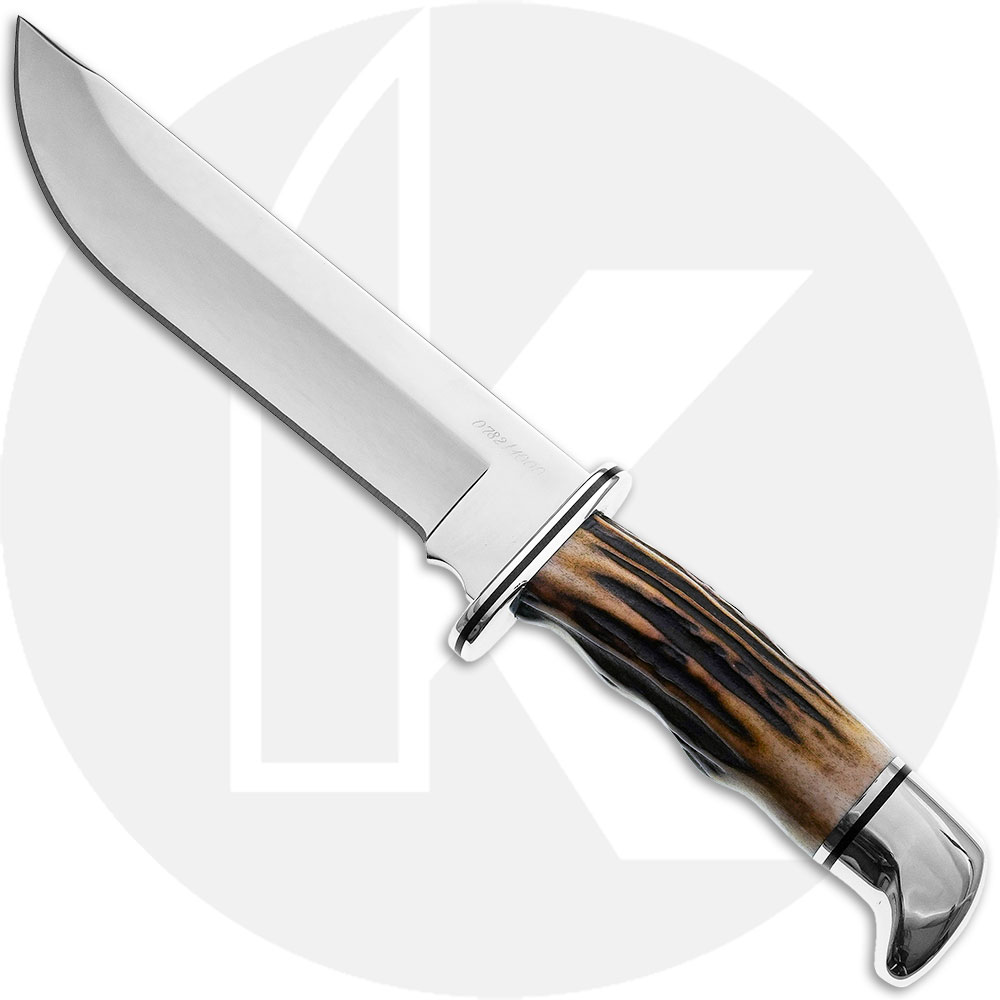 Buck Frontiersman 124LE Fixed Blade Knife - 420HC Straight-Back Bowie - Sambar Stag - Discontinued - Serial Number - BNIB