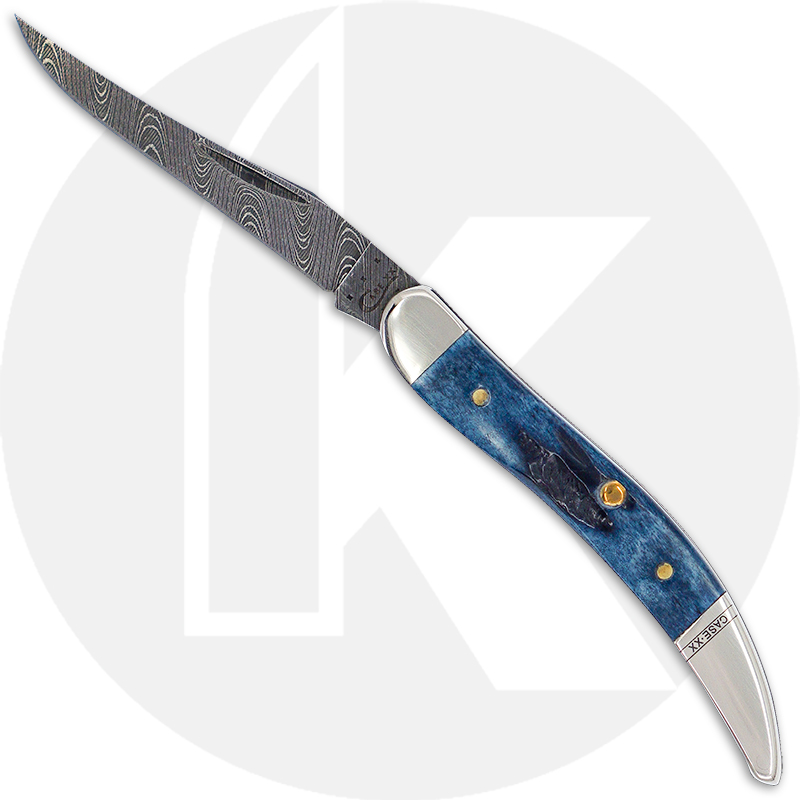 Case Small Texas Toothpick 10837 Mediterranean Blue Damascus 610096
