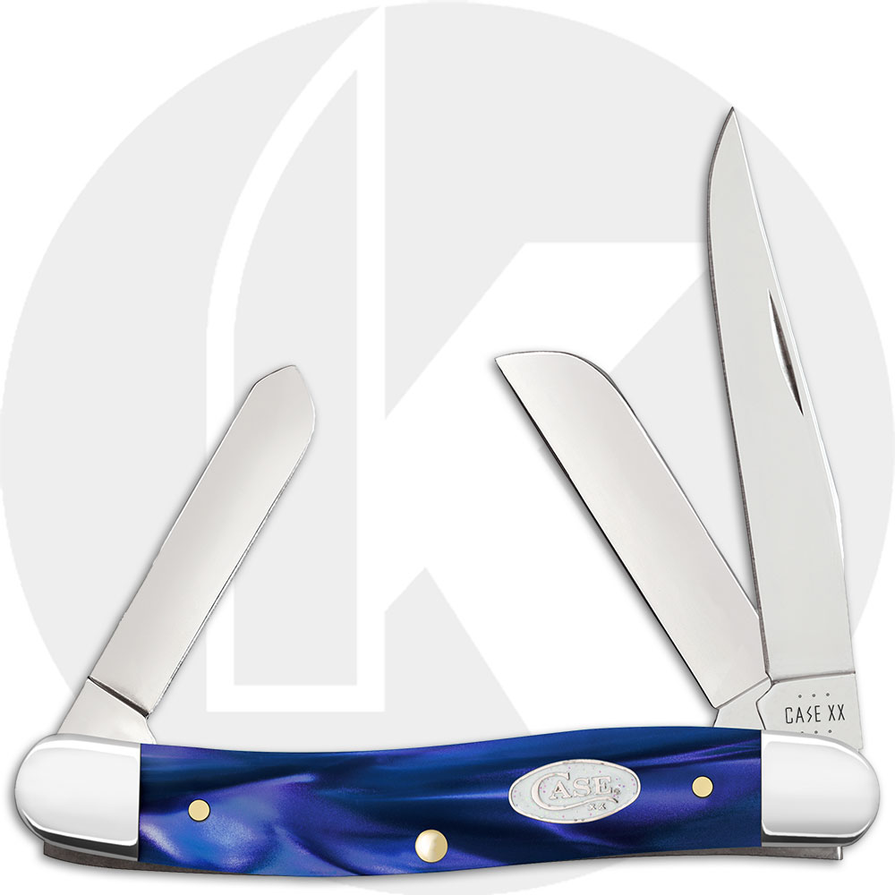 Case SparXX Medium Stockman 23448 Knife - Smooth Blue Pearl Kirinite - 10318SS