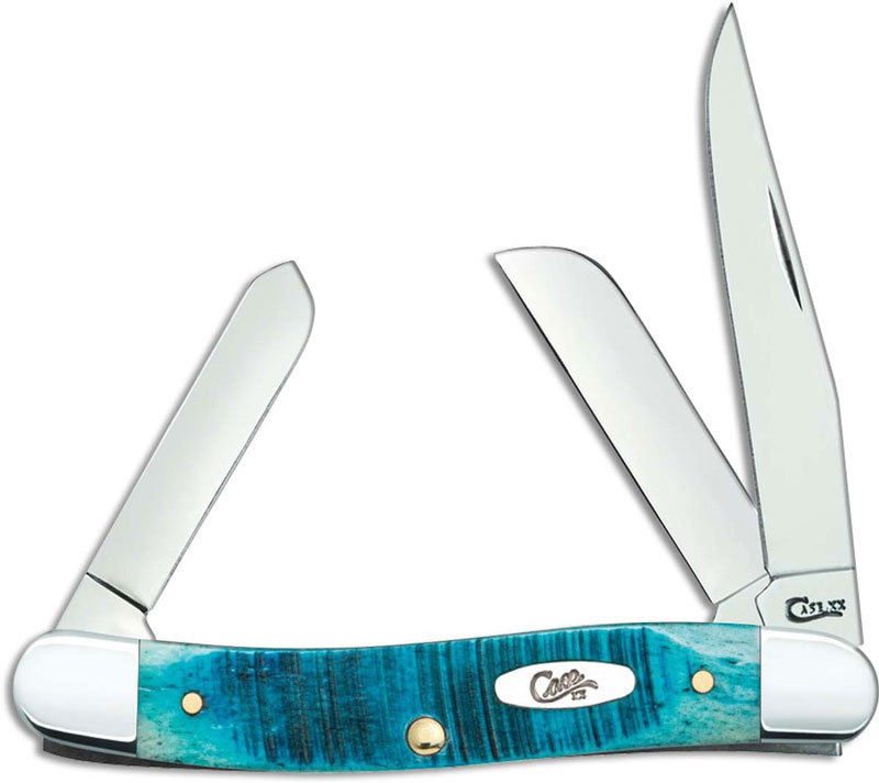 Case Medium Stockman Knife 25597 Caribbean Blue Bone 6318SS