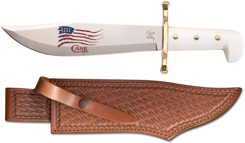 Case 03055 Bowie Knife - US Flag - Smooth White Synthetic