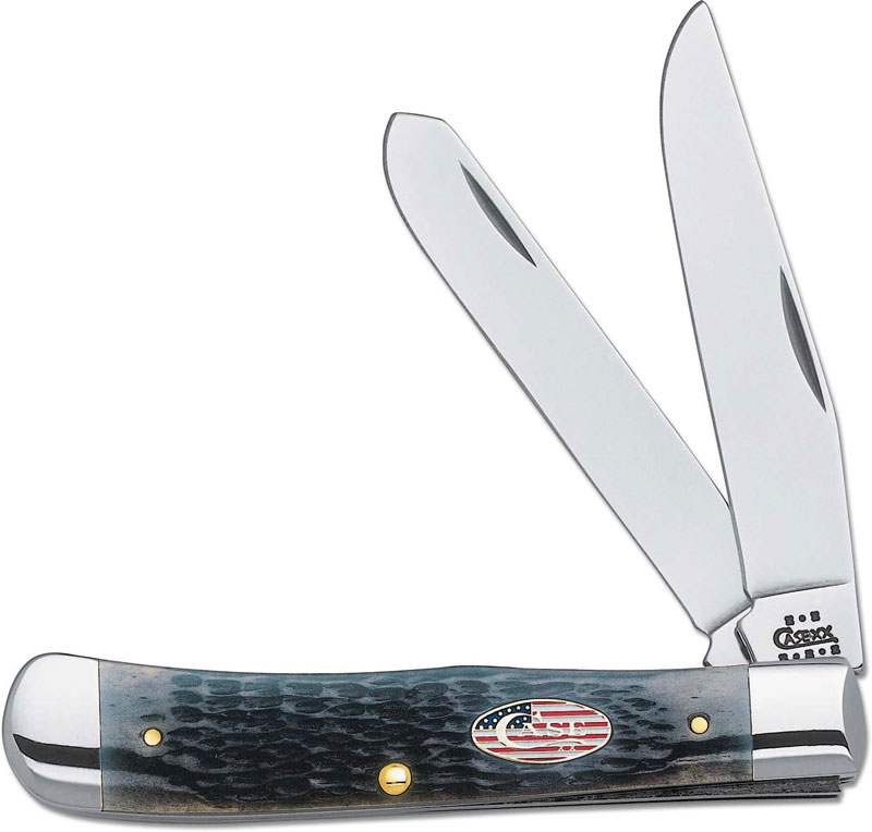 Case Trapper Knife 03517 Stars and Stripes Pitch Black Bone