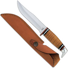 Case Knives Case Hunting Knife, 5 Clip Blade with Leather Handle, CA-385