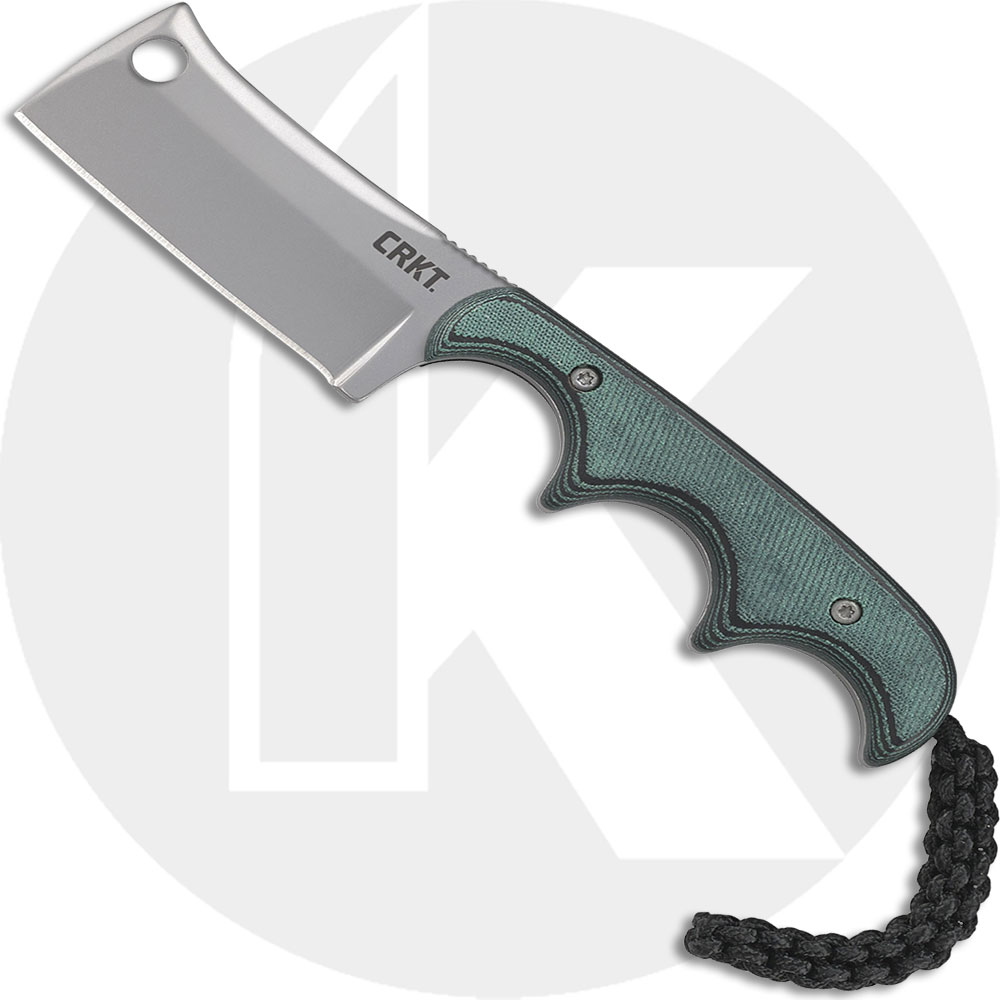 CRKT Minimalist Cleaver - 2383 - Alan Folts - Neck Knife - Bead Blast Fixed  Blade - Finger Grooved Handle