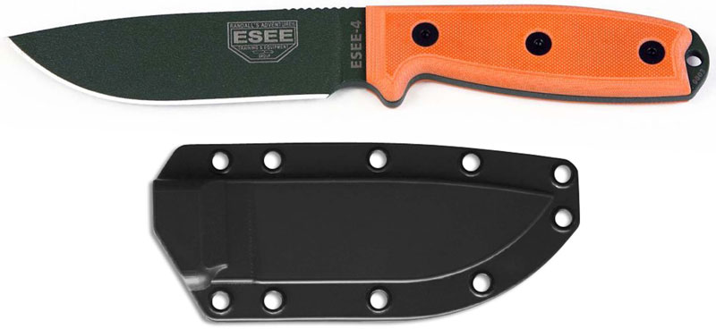 ESEE Knives 4 OD Blade Plain Edge Orange G10 Black Sheath ESEE-4P-OD 