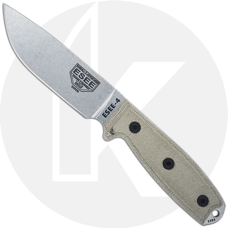 ESEE Knives ESEE 4 S35VN Stainless Steel Canvas Micarta Black Sheath ESEE-4P35V 