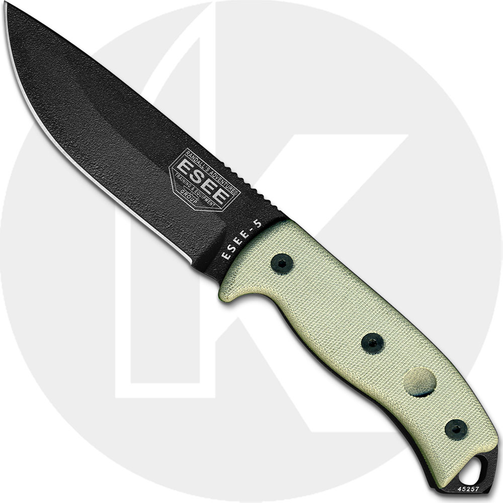 ESEE Knives ESEE-5P-E Black Drop Point - Micarta Handle - Glass