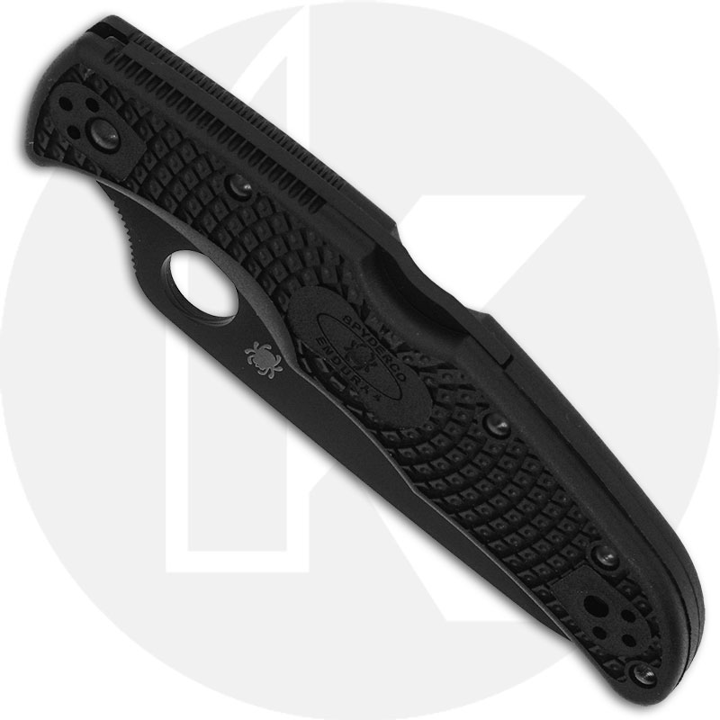 Black Handle #C10PSBBK Spyderco Endura 4 Serrated Folding Knife Black VG-10 