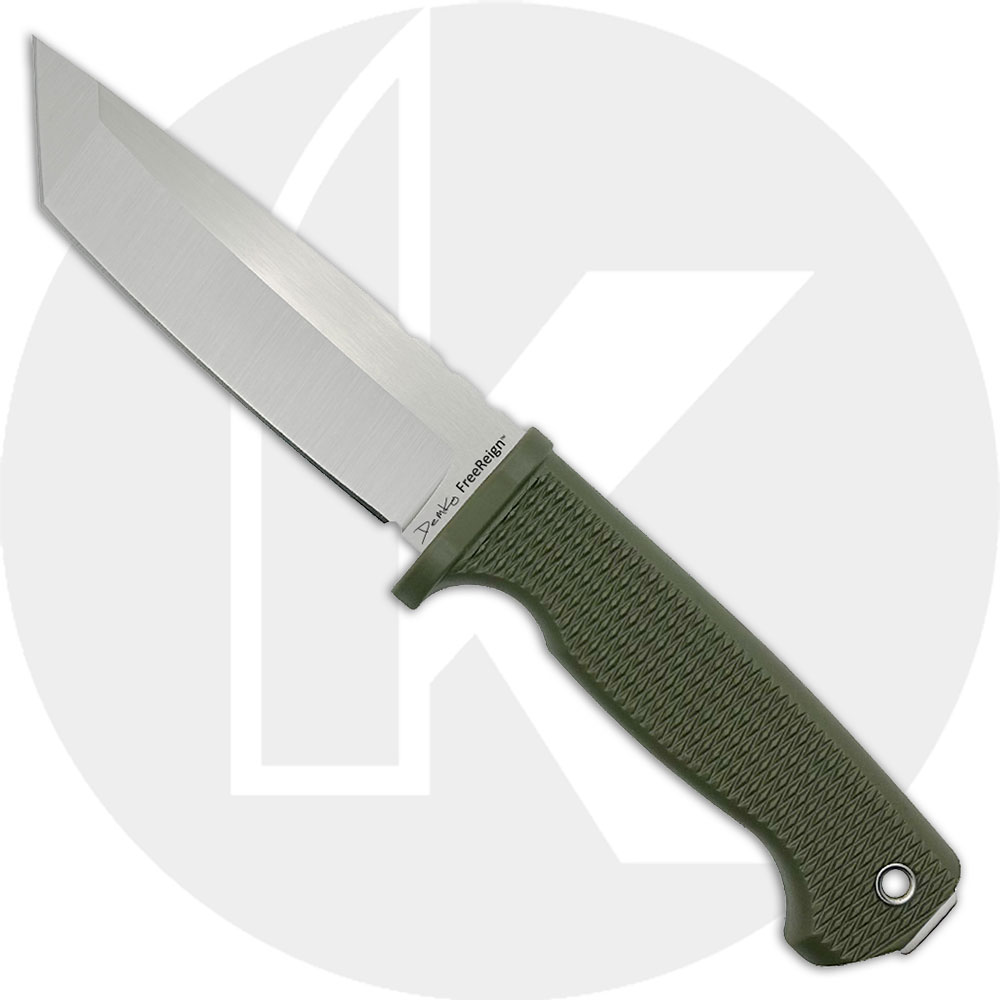 Demko FreeReign 5 Inch Tanto AUS10A Fixed Blade - OD GreenRubber Handle