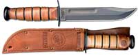 KABAR Knife, USMC Plain Edge with Leather Sheath, KA-1217
