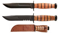 Short KABAR USMC, Plain Edge with Leather Sheath, KA-1250