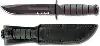 KA-1257, KA-BAR Short Black Utility, Part Serrated Edge, Leather