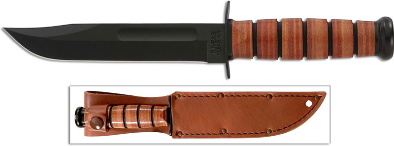 Kabar 13 Single Mark Ka Bar Fighting Utility Knife Black Clip Point Fixed Blade No Military Branch Designation Leather Handle Usa Made