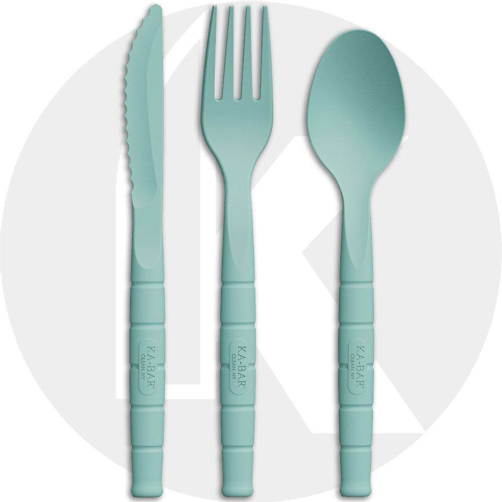 KABAR Lunch Pal - Teal Spoon, Fork, and Knife Set with Storage Case