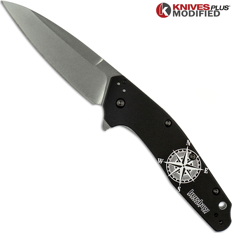 ENGRAVED Kershaw Dividend 1812BLK Knife M390 Blade Steel Nautical Star