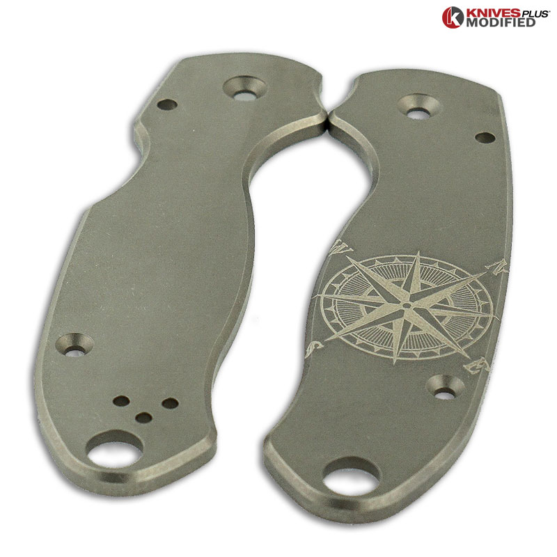 Spyderco PM3 – Leaf Scroll – Laser Engraved Titanium Knife Scales