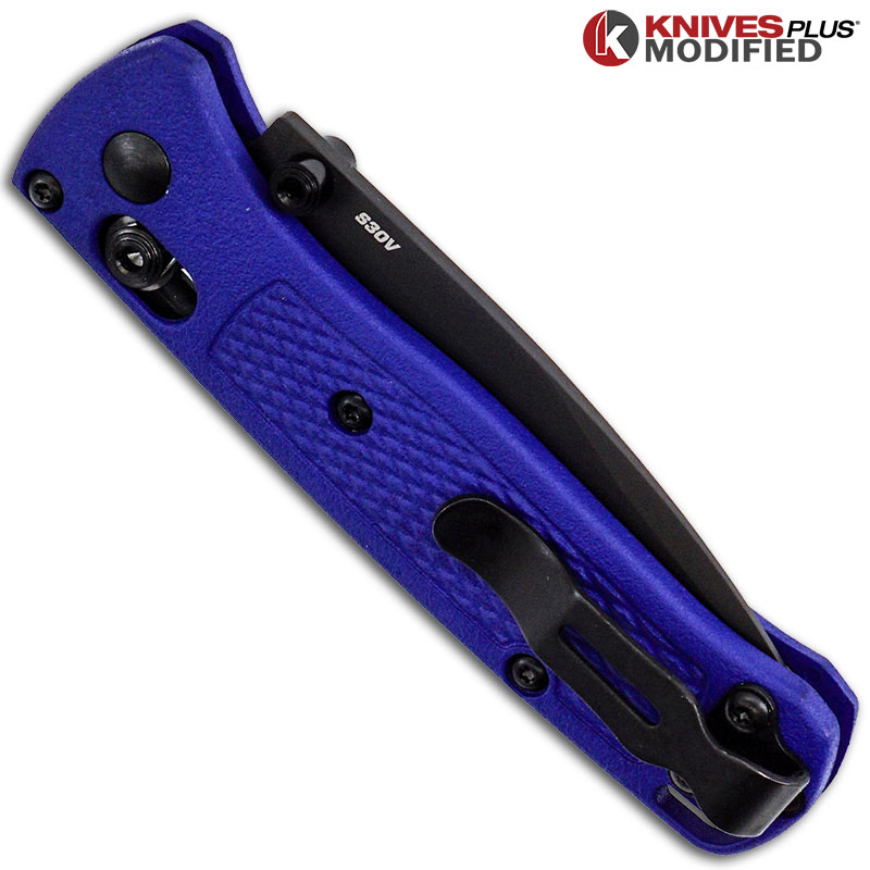 MODIFIED Benchmade Mini Bugout Blue 533BK-1 Knife - Black ...
