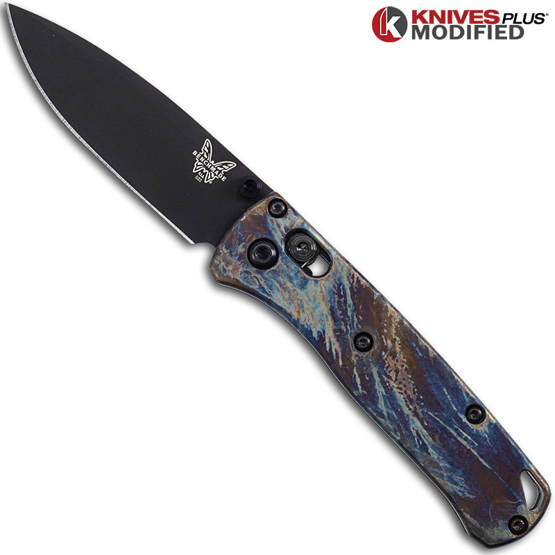 MODIFIED Benchmade Mini Bugout 533BK1 Knife + Titanium Flytanium Scales