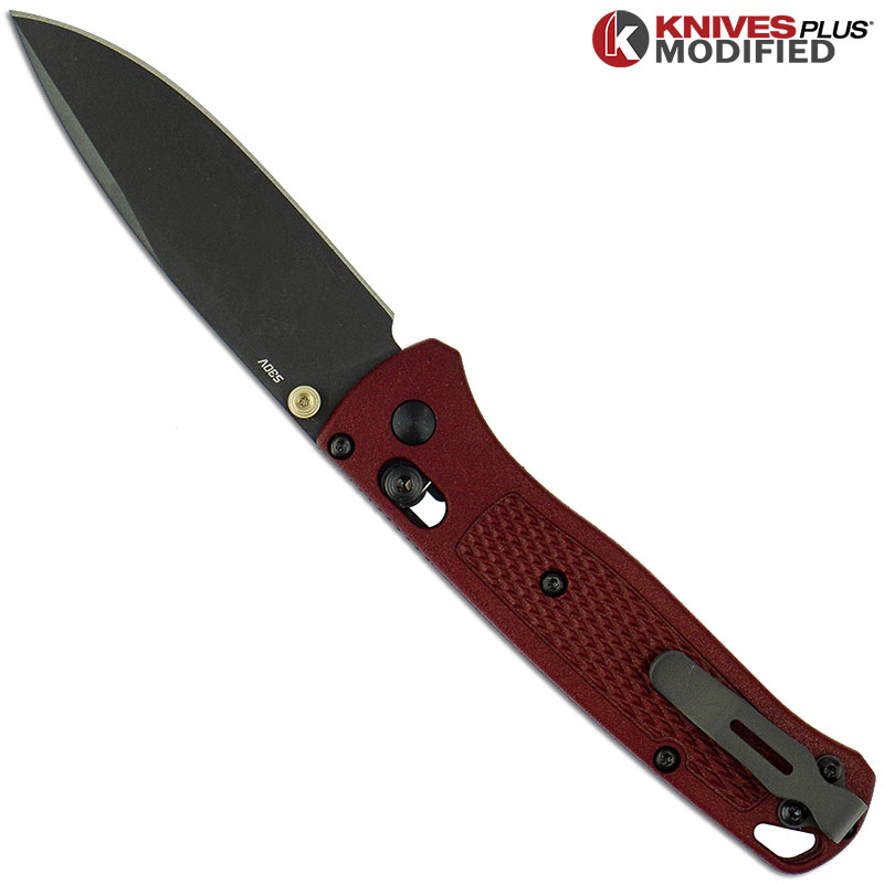 MODIFIED Benchmade Bugout 535GRY1 Knife Blood Red Rit Dye Handle