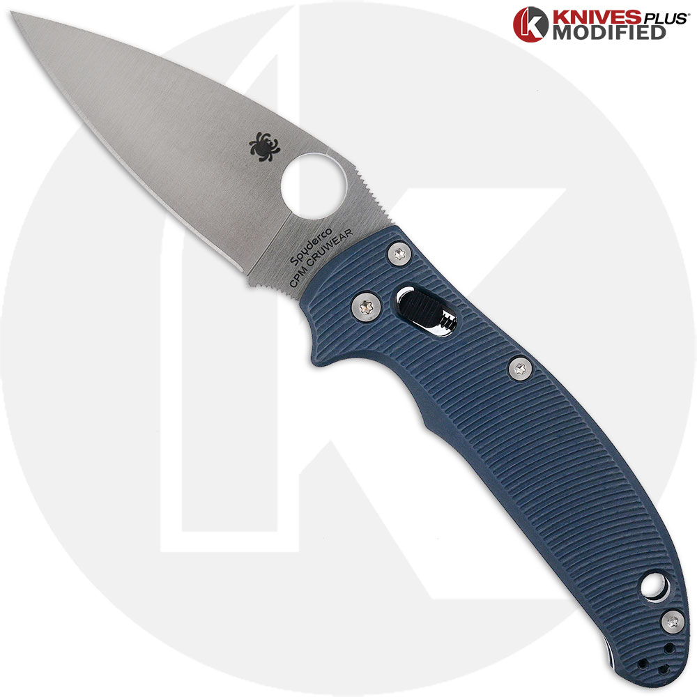 MODIFIED Spyderco Manix 2 Knife with CRUWEAR Blade + Exclusive AWT Linerless Manix Midnight Blue Scales + Light Spring Kit