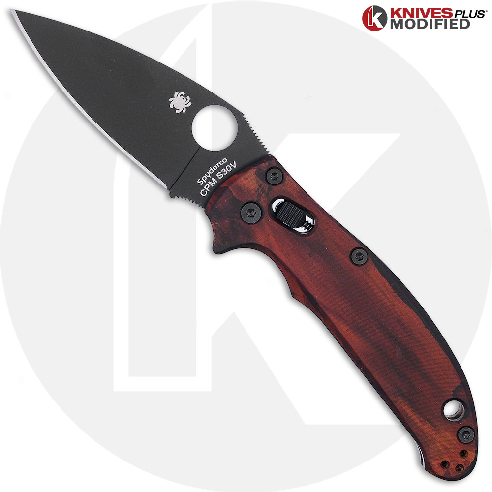 MODIFIED Spyderco Manix 2 Knife with Black DLC Blade + AWT Custom Anodized Scales + Light Spring Kit