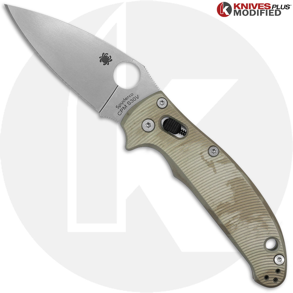 MODIFIED Spyderco Manix 2 Knife with Satin Blade + AWT Custom Anodized Scales + Light Spring Kit