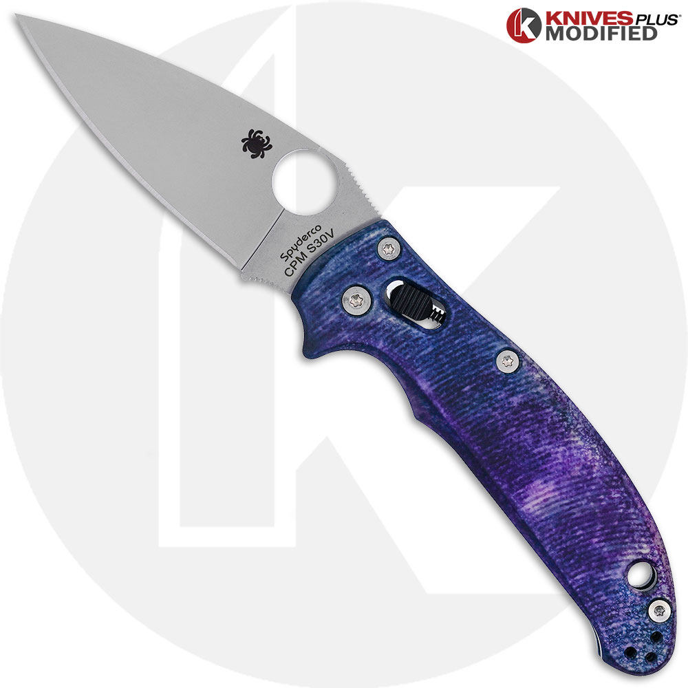 MODIFIED Spyderco Manix 2 Knife with Satin Blade + AWT Custom Anodized Scales + Light Spring Kit