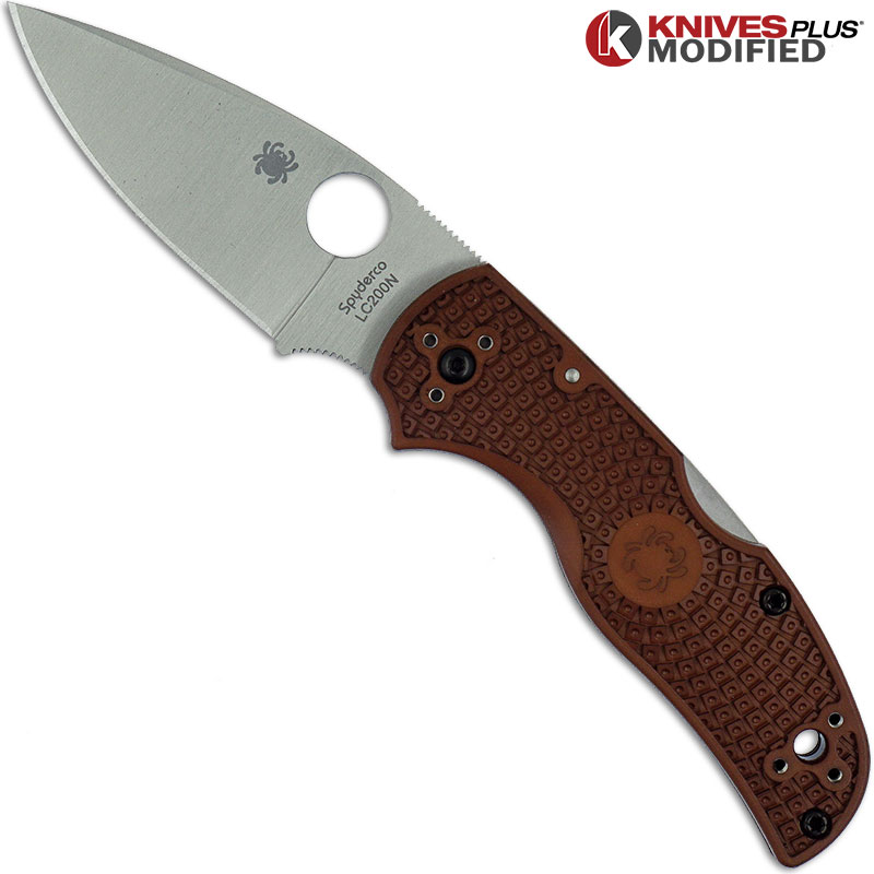 MODIFIED Spyderco Native 5 Salt LC200N Knife Brown Satin Rit Dyed