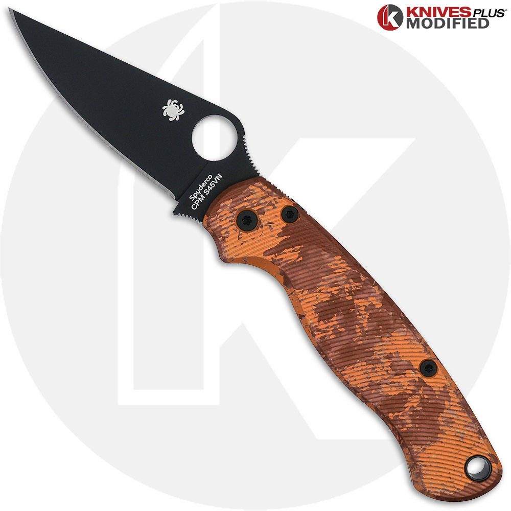 MODIFIED Spyderco Paramiliary 2 Knife - Black DLC - AWT Custom Agent Anodized Scales