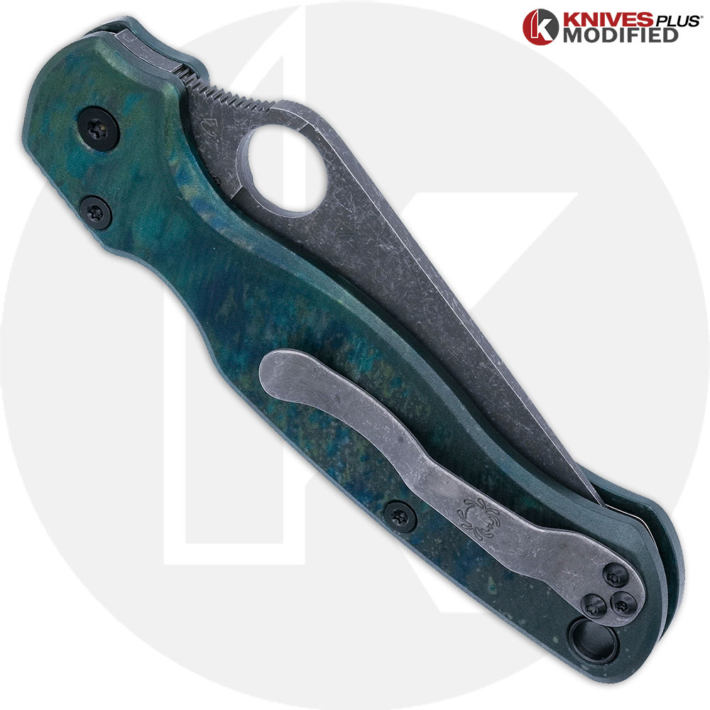 MODIFIED Spyderco Para Military 2 Knife Acid Stonewash Blade + AWT