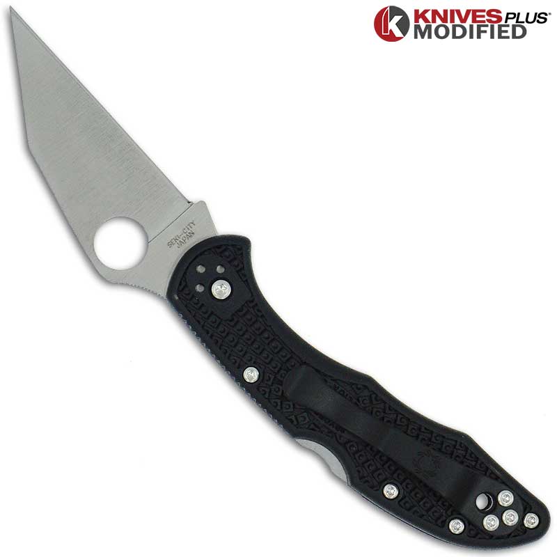 MODIFIED Spyderco Delica 4 Wharncliffe Regrind Satin Blade