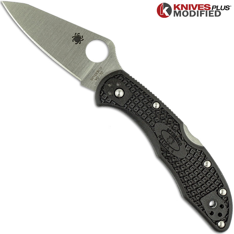 MODIFIED Spyderco Delica 4 Regrind Black Handle