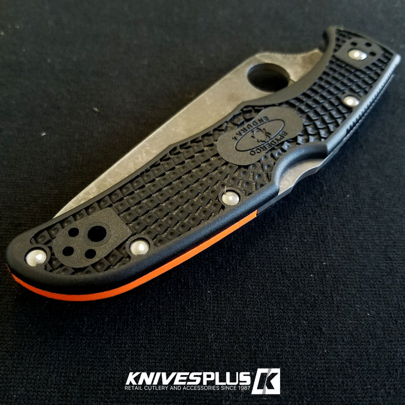 MODIFIED Spyderco Endura 4 ACID WASH Black Handle/Orange Backspacer