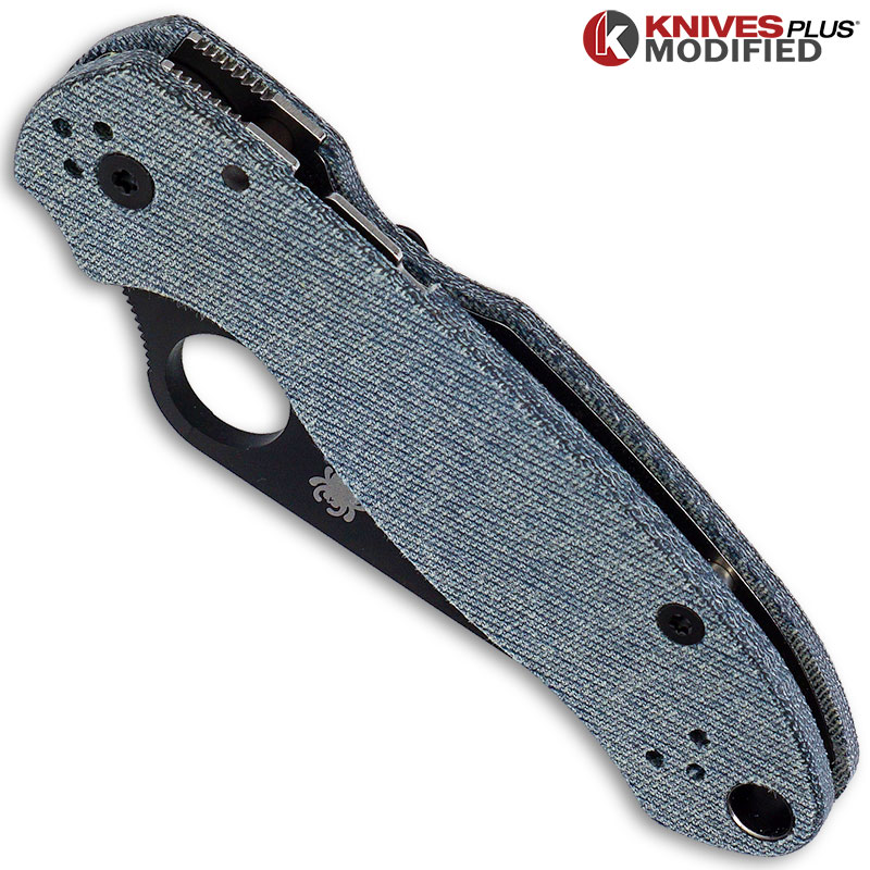 KP Custom Micarta Scales for Spyderco Para 3 Knife Blue Denim