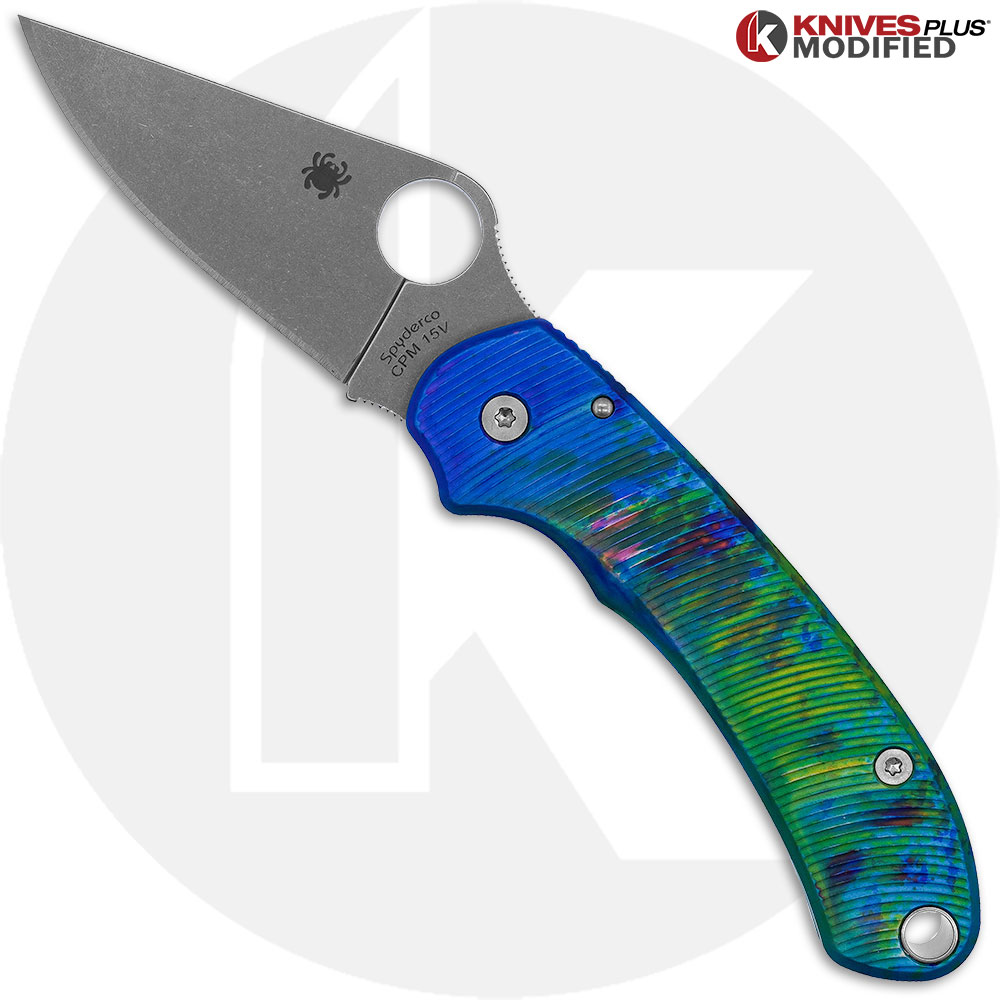 MODIFIED Spyderco Para 3 Knife 15V Sprint Run + AWT Aggressive Agent Custom Anodized Scales (1)