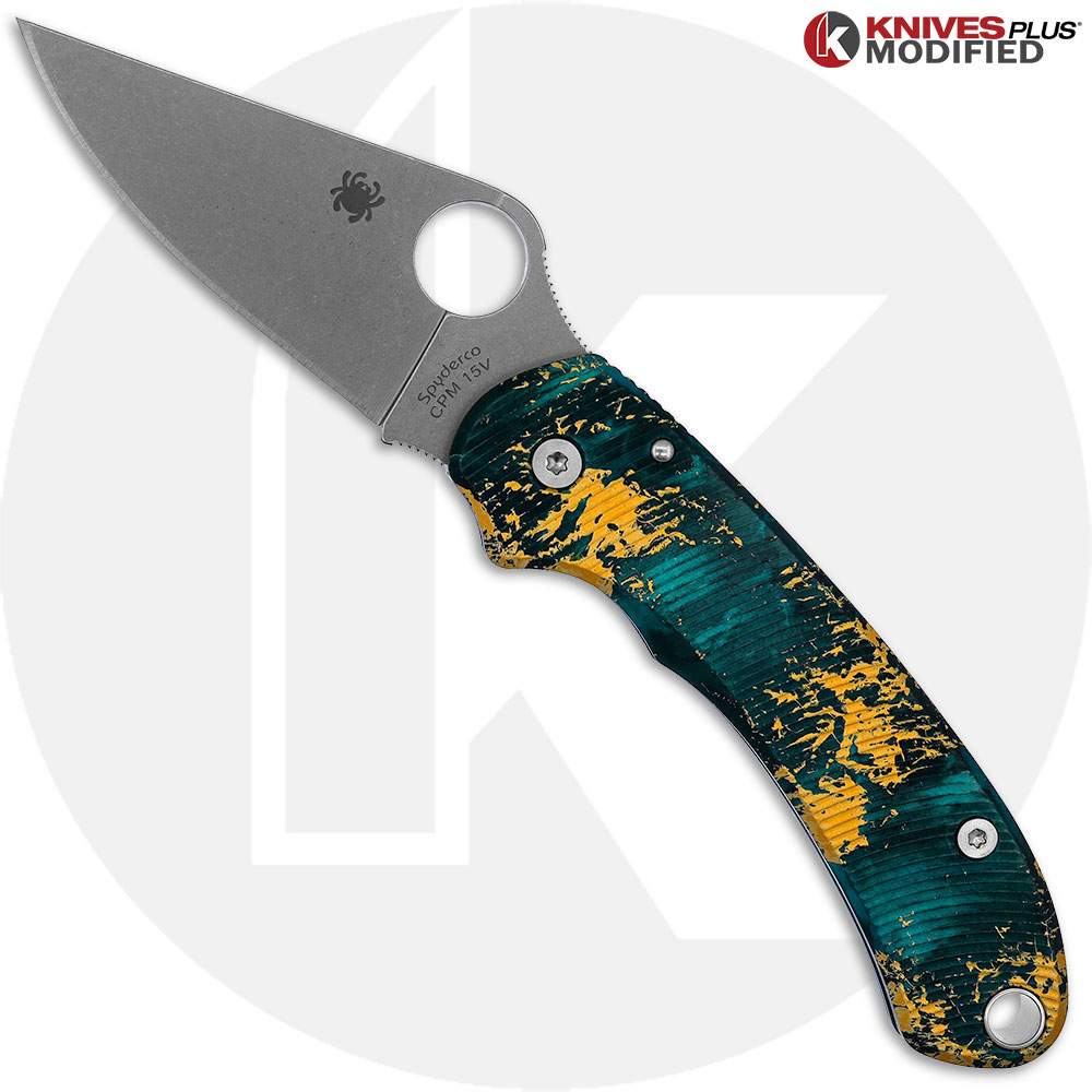 MODIFIED Spyderco Para 3 Knife 15V Sprint Run + AWT Aggressive Agent Custom Anodized Scales (2)