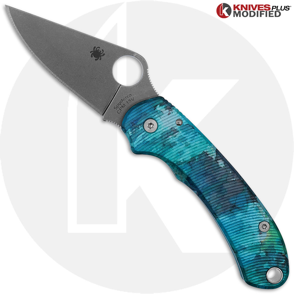 MODIFIED Spyderco Para 3 Knife 15V Sprint Run + AWT Aggressive Agent Custom Anodized Scales (3)