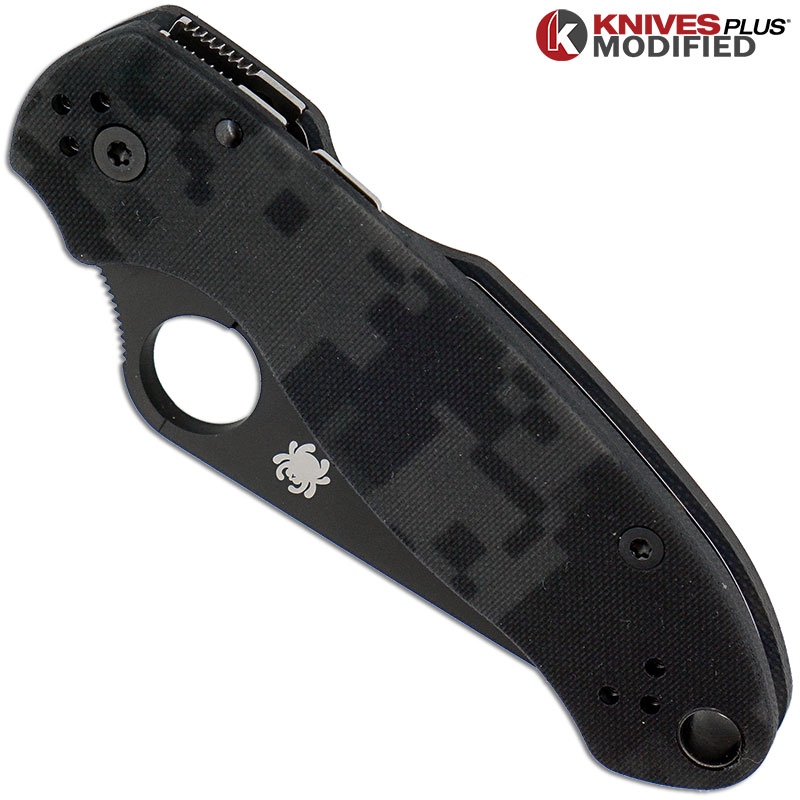 MODIFIED Spyderco Para 3 Knife Black/Gray Digital Camo DLC Blade