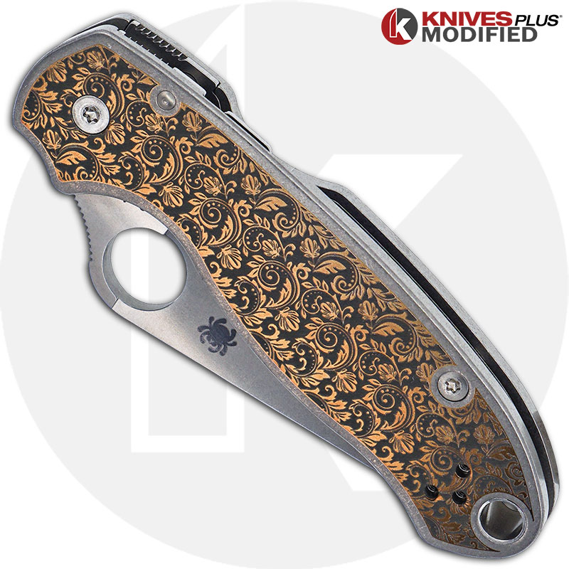 Spyderco PM3 – Leaf Scroll – Laser Engraved Titanium Knife Scales –  Paramilitary 3 – EDC Gear – Knife & Hardware Optional – DNA LASERING