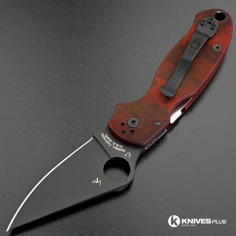 MODIFIED Spyderco Para 3 Knife Red Digital Camo DLC Blade Rit