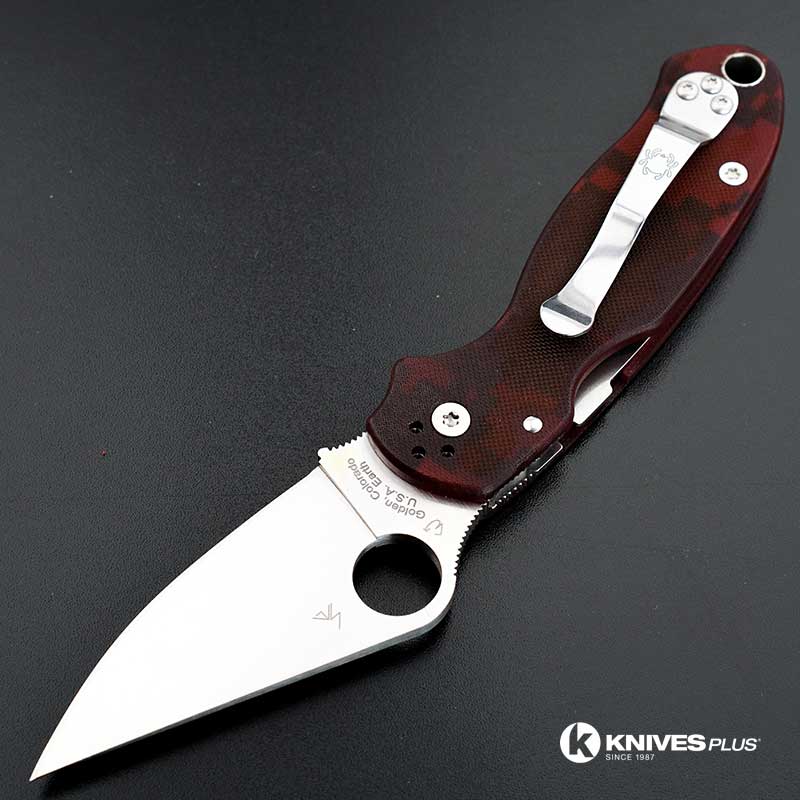 MODIFIED Spyderco Para 3 Knife Red Digital Camo Satin Blade Rit