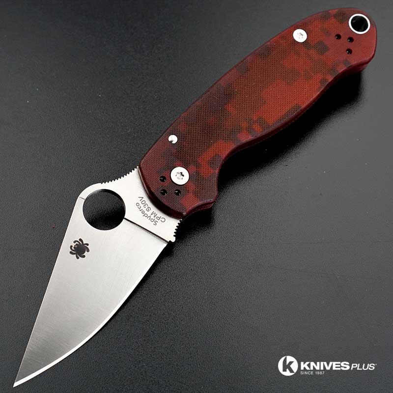 MODIFIED Spyderco Para 3 Knife Red Digital Camo Satin Blade Rit