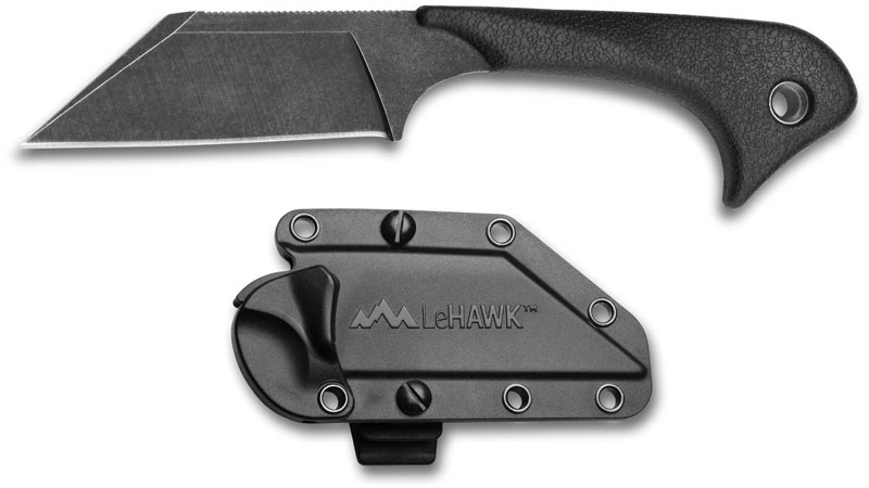 Outdoor Edge LeHawk Black LHK-40C, 2.9 8Cr14 Stainless Plain Blackstone  Coating Blade, Rubberized TPR Handle