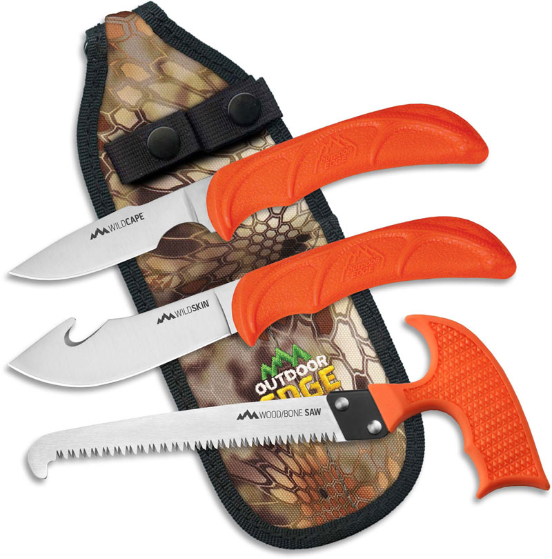 Outdoor Edge WildGuide - Compact 3 Piece Hunting Knife Set - WG
