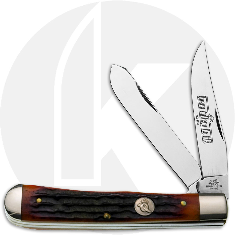 Queen Premium Trapper 19ACSB Knife - Aged Honey Amber Stag Bone - Discontinued - BNIB